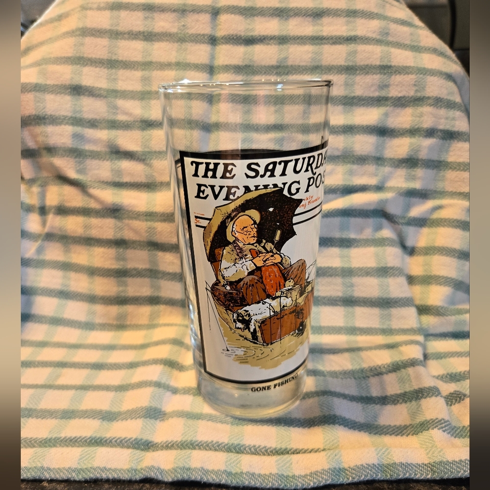 Norman Rockwell 'Gone Fishing' Glass
